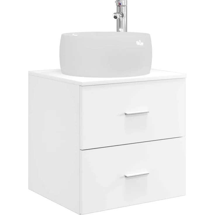 vidaXL Wandmontierter Waschbeckenunterschrank Weiß 49,5 x 44,5 x 80 cm 890310 – Bild 2