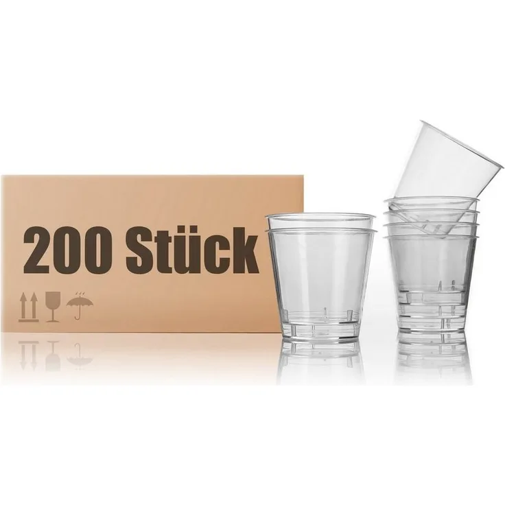 BigDean 200 Stück Schnapsgläser Plastik 3cl lebensmittelecht robust & wiederverwendbar - Shotgläser aus bruchsicherem Kunststoff