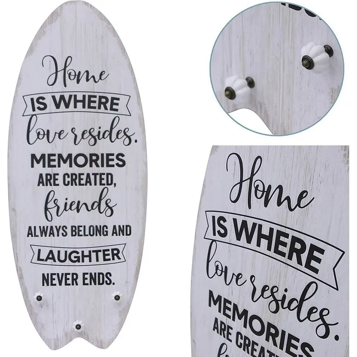 100 cm Plankenschild Surfboard mit Kleiderhaken Holzbild Surfbrett Wandbild Home