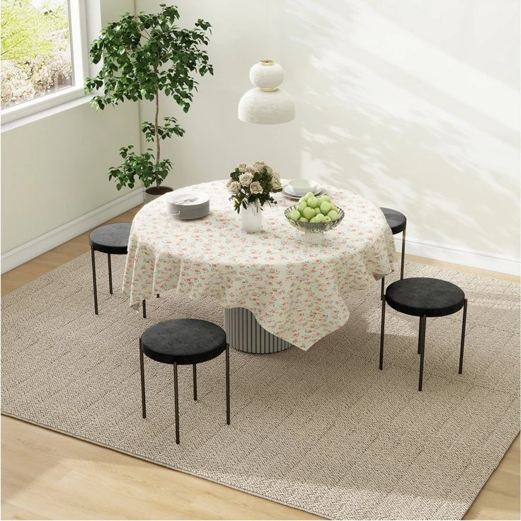 HOMCOM Esszimmerstuhl 4er-Set Esszimmerhocker Stapelbar Thekenhocker (Rundhocker, 4 St), für Küche Esszimmer Samt Schwarz 41,5 x 41,5 x 46 cm – Bild 2