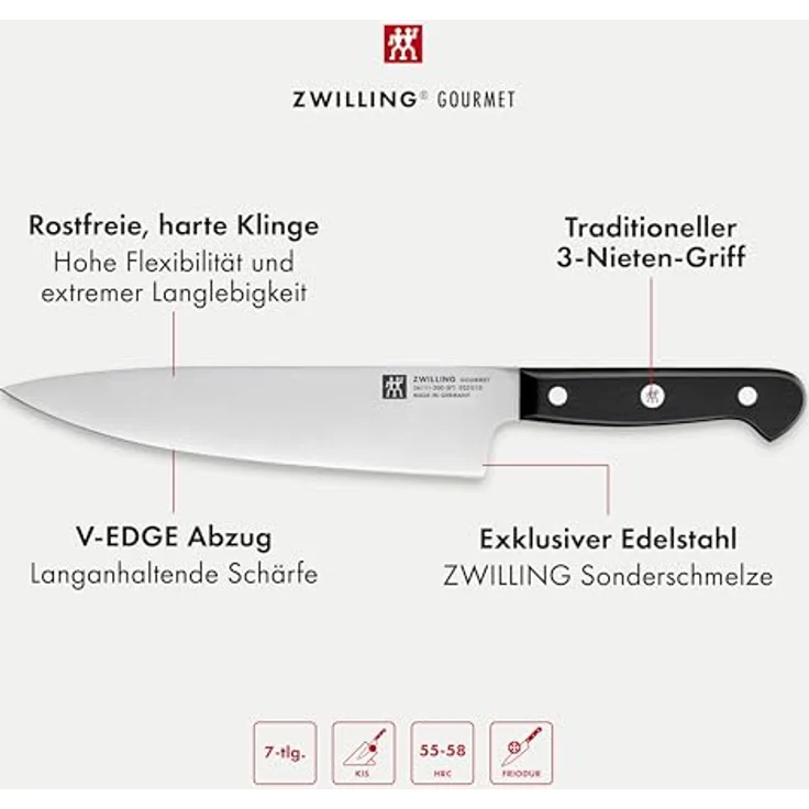 ZWILLING Gourmet Selbstschärfender Messerblock 7-tlg, Braun – Bild 6