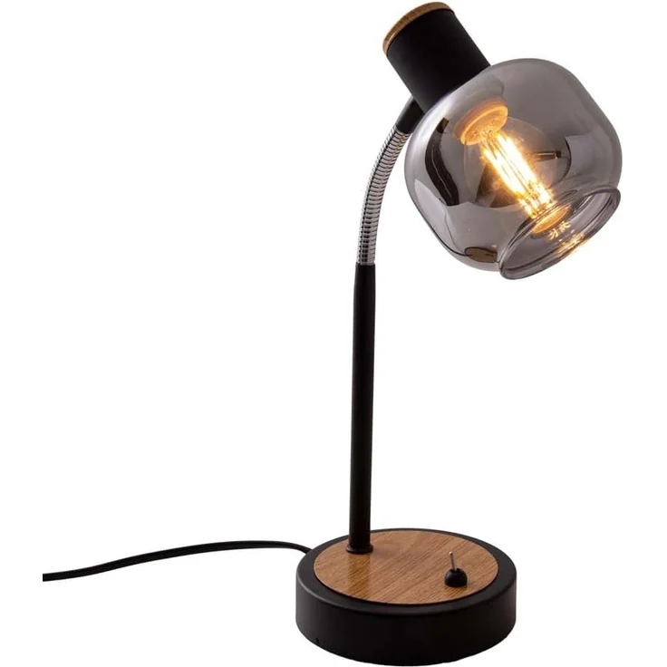 näve Tischleuchte Fumoso, Ein-/Ausschalter, Leuchtmittel wechselbar, ohne Leuchtmittel, Tischleuchte >>Fumoso<<,excl. 1xE14 max. 40W,schwarz/natur,Smoking Glass – Bild 2