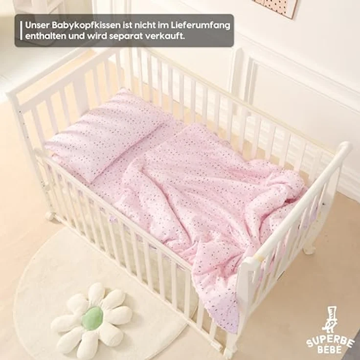 SUPERBE BEBE Baby und Kinderdecke aus weicher Oeko-Tex Baumwolle - 75x100 cm Babydecke für Kinder in 10 Farben - Kuscheldecke Geschenk für Mädchen oder Jungen Wendbar, Weich und Atmungsaktiv – Bild 7