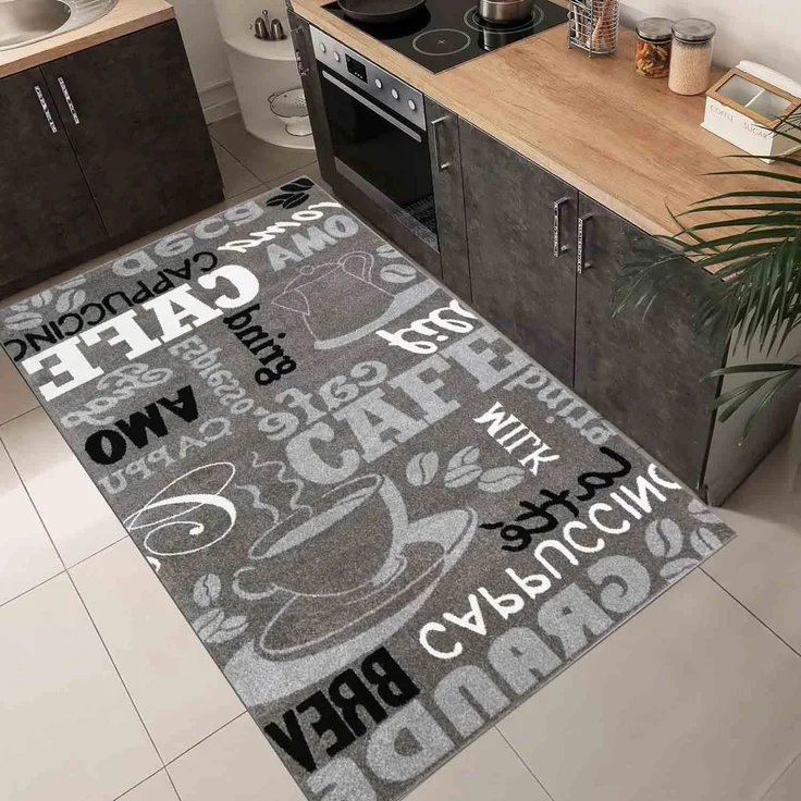 Vimoda Küchenläufer Trendiger Kaffee Teppich, Rechteckig, Höhe: 5 mm, Muster Kaffee, Kaffeetasse, Cappuccino, Küche, Esszimmer, Flur – Bild 3