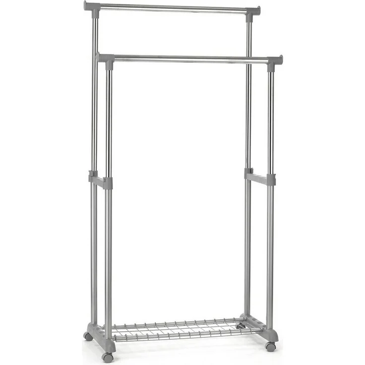 IDIMEX Garderobenständer GROSSO, Garderobenwagen mit 2 Kleiderstangen und Schuhablage metall – Bild 3