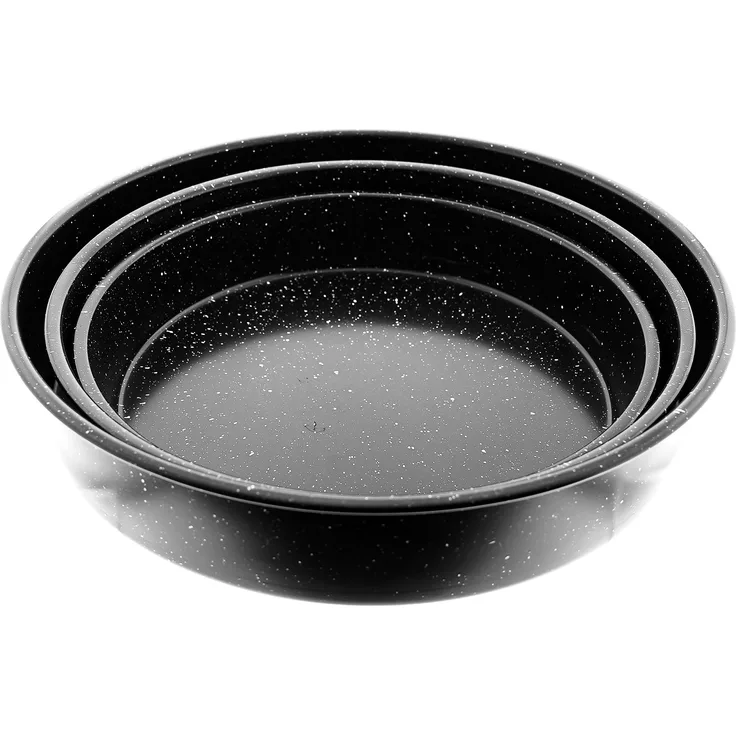 Backbelch 3er Set in Schwarz Backofenblech Tepsi aus Granit Ø28/Ø32/Ø36 cm