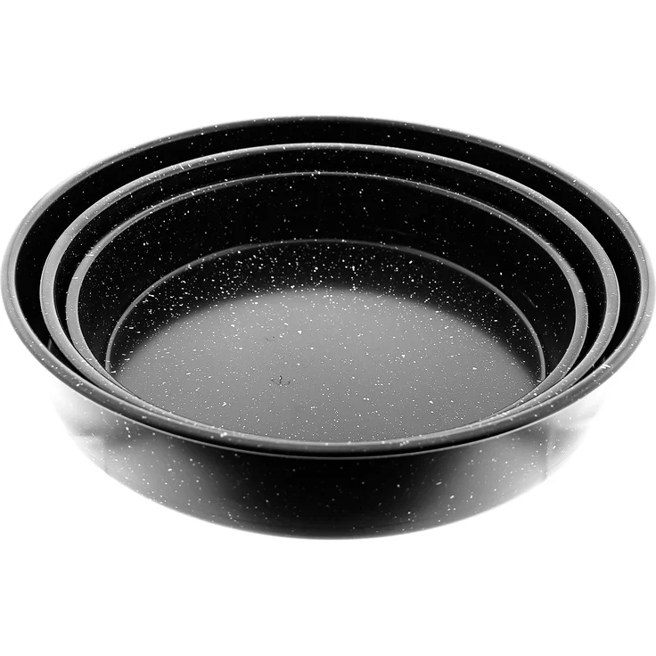 Backbelch 3er Set in Schwarz Backofenblech Tepsi aus Granit Ø28/Ø32/Ø36 cm – Bild 1