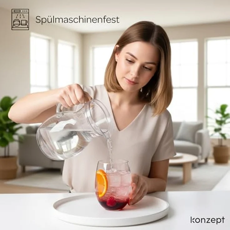 KONZEPT Gläser-Set 400 ml, Besonders stabil, ideal für Wasser, Saft, Limo, Gin, 6-tlg, Leicht, Strapazierfähig, Transparent – Bild 4