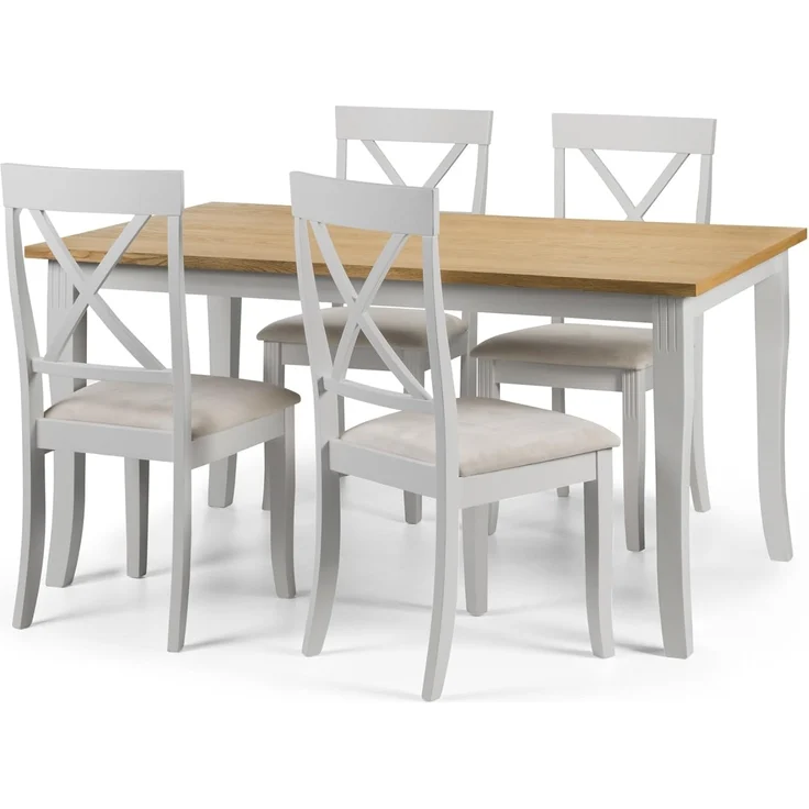 Julian Bowen Set of 2 Davenport Dining Chairs, Oak & Elephant Grey – Bild 11