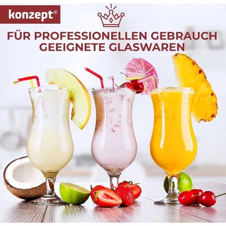 KONZEPT Cocktailglas Set 420ml - Eiskaffe Gläser, Milchshake Gläser & Longdrinkgläser, 6-tlg, Ideal für Bier, Eisbecher & Coctails – Bild 2