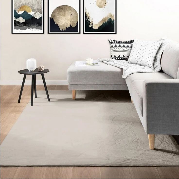 Vimoda Teppich Bobby, Anti Rutsch Waschbar, kuschelig, Rechteckig, Höhe: 10 mm, Fellteppich Uni, Wohnzimmer, Schlafzimmer, Küche – Bild 1
