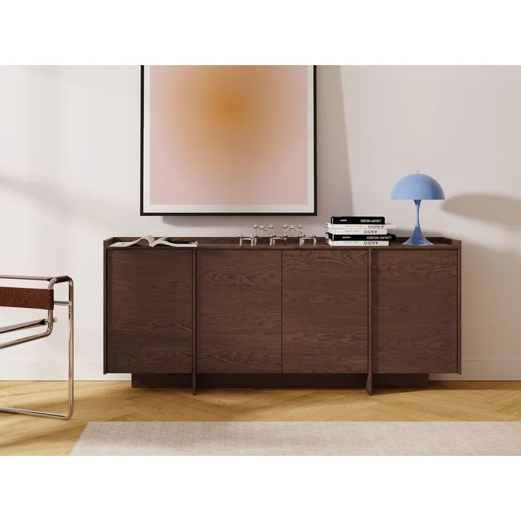 Beautysofa Kommode JUNI 200 cm im Japandi-Stil (Sideboard grifflos, 4 Türen, Push-to-Open), Design Kommode für Wohnzimmer & Schlafzimmer