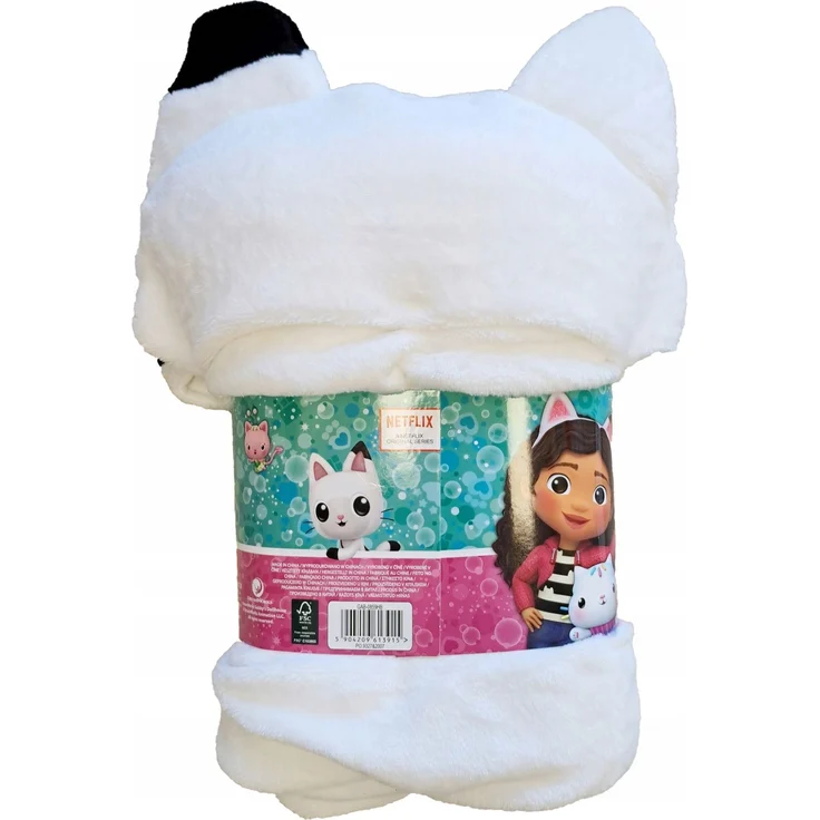 Gabby´s Dollhouse Kinder Kapuzendecke 120 x 150 cm Kuscheldecke mit Katzenohren – Bild 4
