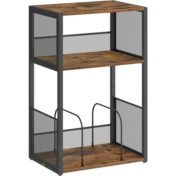 VASAGLE Beistelltisch, Plattenspieler-Ständer mit 3 Etagen, Holz Vintagebraun, 30 x 81 x 69 cm – Bild 4