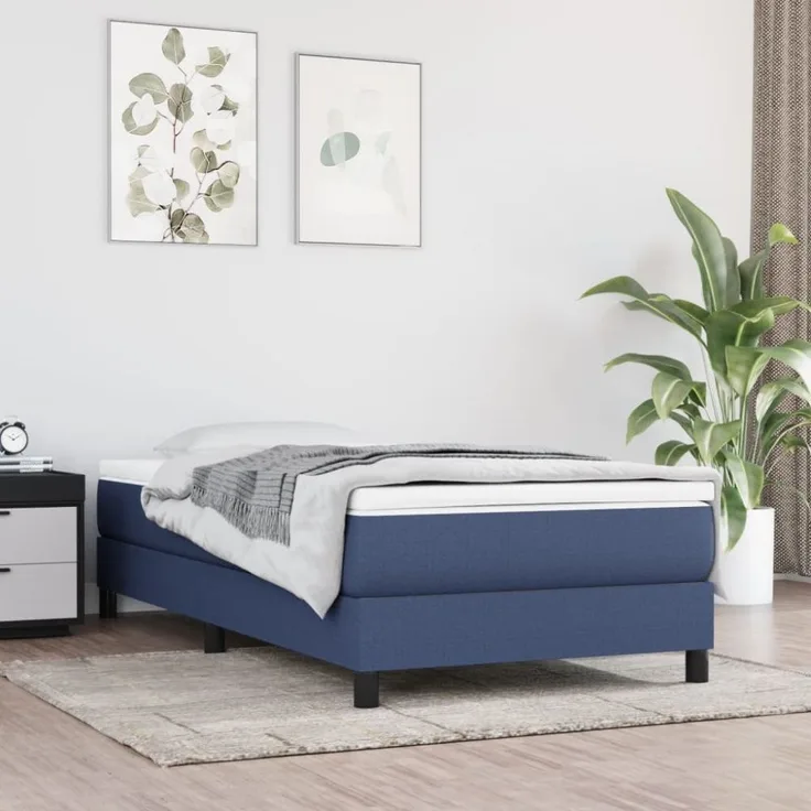 vidaXL Boxspringbettgestell Blau 90x200 cm Stoff 3120490