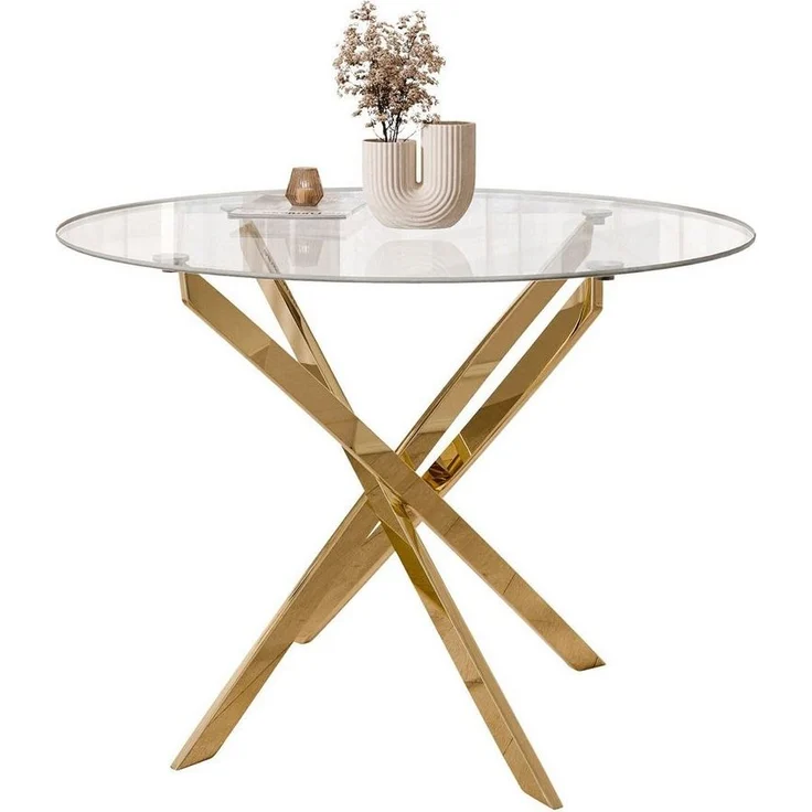 Lookway Esstisch CRISTAL 100 cm Runder Esstisch mit Glasplatte, Durchmesser Ø 100 cm – Bild 5