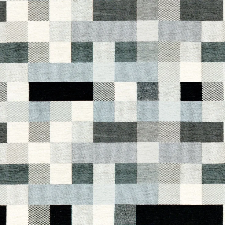 Supellex Sofia Ohrensessel mit Hocker | Design Patchwork grau – Bild 2