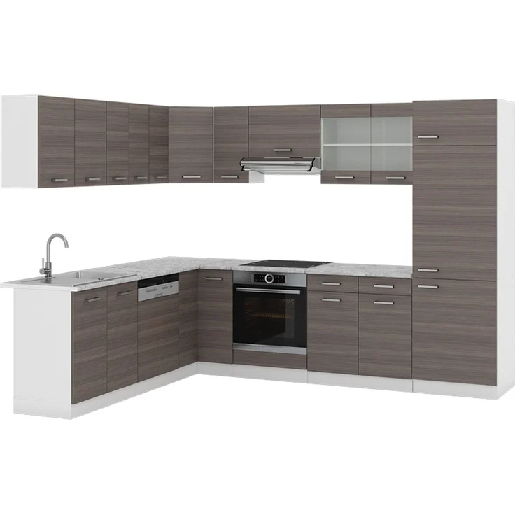 Eckküche R-Line Edelgrau/Weiß 287 x 227 cm ohne Arbeitsplatte Vicco – Bild 1