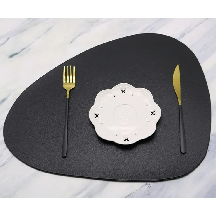 ABC Platzset- und Untersetzer-Set in Lederoptik, 4-teilig, schwarz