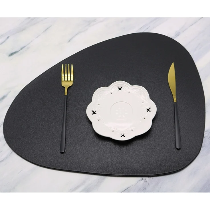 ABC Platzset- und Untersetzer-Set in Lederoptik, 4-teilig, schwarz – Bild 1