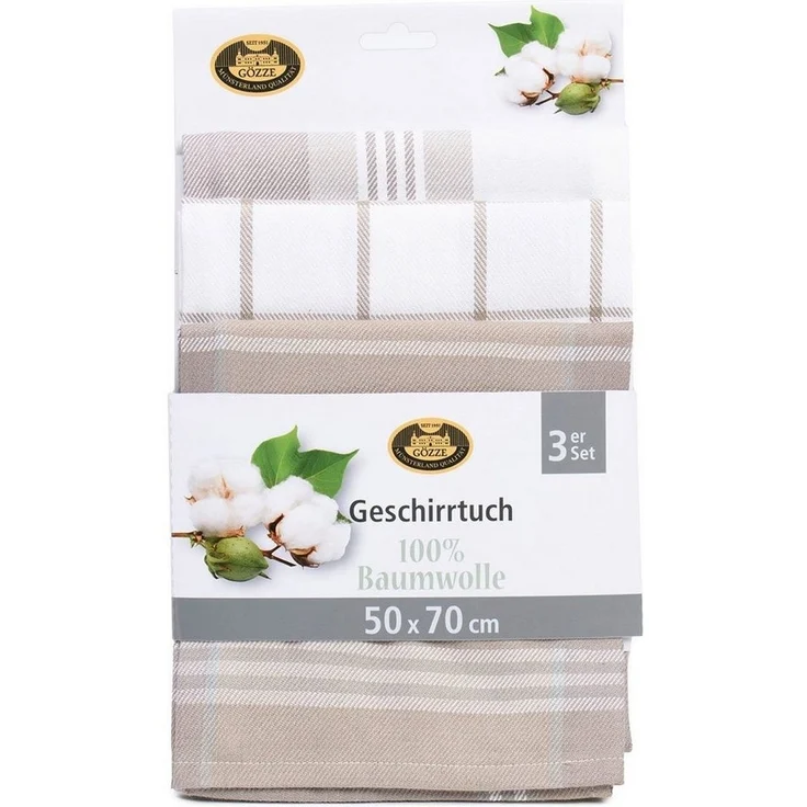 Gözze Geschirrtuch Geschirrtücher, Des. 60058, (Set, 3-tlg), Maß: 50 x 70 cm, Set: 2x kariert und 1x gestreift – Bild 3
