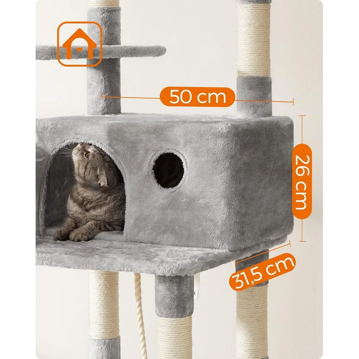 Feandrea Kratzbaum, XXL Katzenbaum, 164cm, Hellgrau – Bild 4