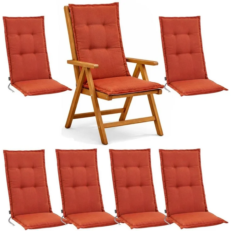 BURI 6x Auflagen Set Hochlehner für Gartenstühle 120x48x7cm Sesselauflagen Polster UV Lichtecht - Gartenstuhlauflagen Stuhlkissen mit Dicker Schaumstoff Füllung (Terrakotta) – Bild 5