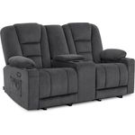 M MCombo Elektrisch 2 Sitzer Sofa mit Schlaffunktion, 2er Relaxsofa mit Taste 150° Verstellbar, Kinosessel mit Liegefunktion, Konsole & USB & Getränkehalter, 7009 (Grau)