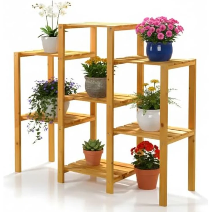 Melko Blumenständer Blumenpodest Blumenregal Blumentreppe Holz ver. Farben Pflanzregal (Stück), Klassische Konstruktion – Bild 2