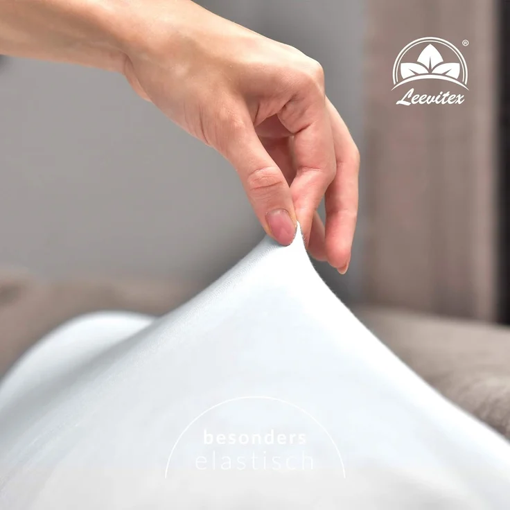 leevitex® Spannbettlaken für Topper – weich, anschmiegsam, pflegeleicht & ideal zum Wohlfühlen, Gummizug: Rundum-Gummizug, 100 % Baumwolle, 18 cm Steghöhe – Bild 5