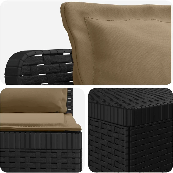 vidaXL 5-Sitzer Gartensofa mit Kissen Rattan-Look PP Anthrazit 3443908 – Bild 7