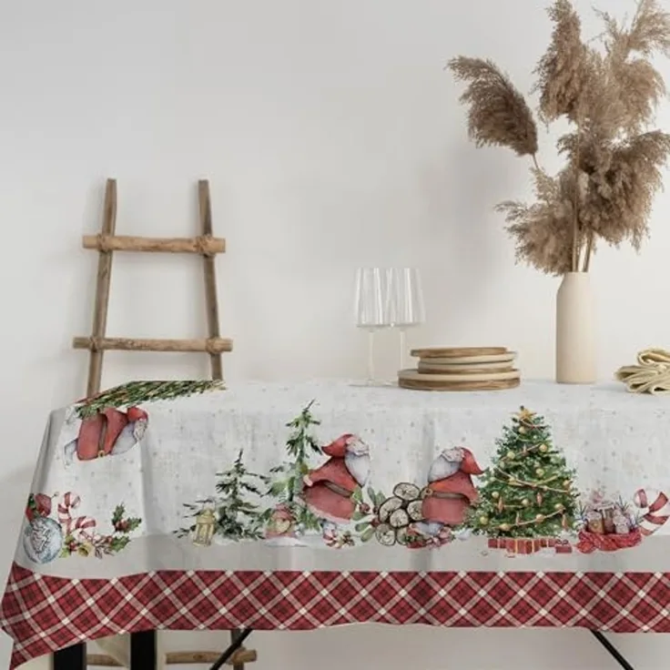 PENSIERI DELICATI, Tischdecke, 145 x 250 cm, Baumwolle, Rechteckig, Weihnachtsbaum, Digitaldruck, für 12 Personen