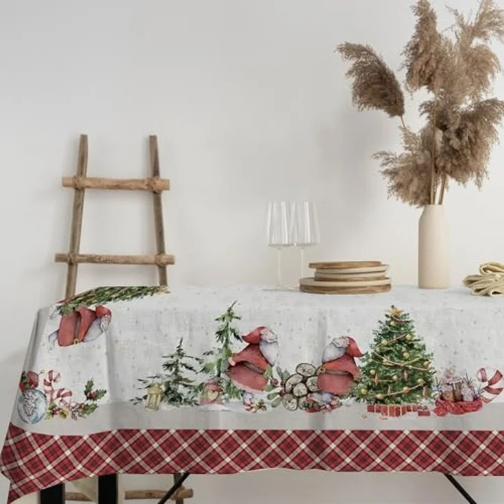 PENSIERI DELICATI, Tischdecke, 145 x 250 cm, Baumwolle, Rechteckig, Weihnachtsbaum, Digitaldruck, für 12 Personen – Bild 1