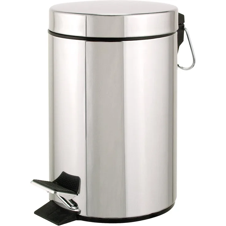 axentia Treteimer in Silber, 5 Liter Kosmetikeimer für Küche & Bad, Abfalleimer aus rostfreiem Edelstahl, Badezimmereimer mit Deckel & Pedal, Mülleimer mit Kunststoffeinsatz