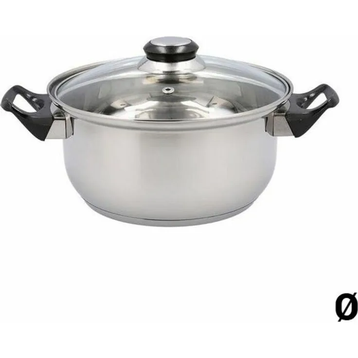 Kasserolle mit Glasabdeckung Quid Habitat Edelstahl - 20 cm