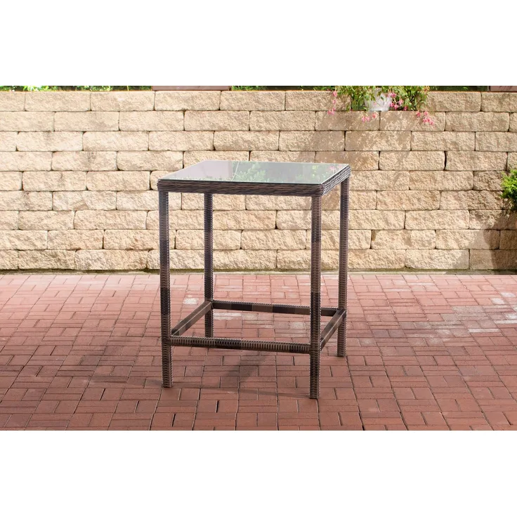 CLP Polyrattan Tisch Alia 5mm mit Glasplatte aus Sicherheitsglas - Farbe:braun-meliert