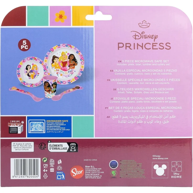 Disney Princess Teller-Set Mikrowellengeeignet 5-teiliges Kindergeschirr mit rutschfestem Boden – Bild 4