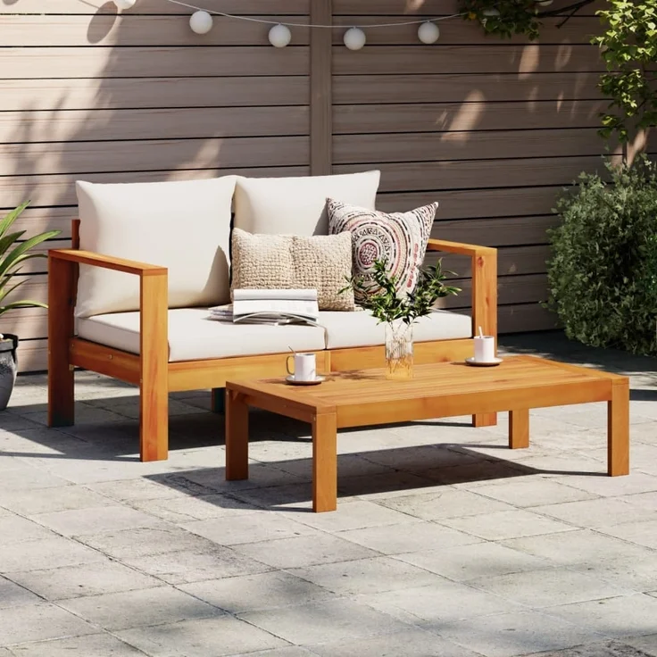 vidaXL Gartensofa mit Kissen 2-Sitzer Massivholz Akazie 367623 – Bild 2