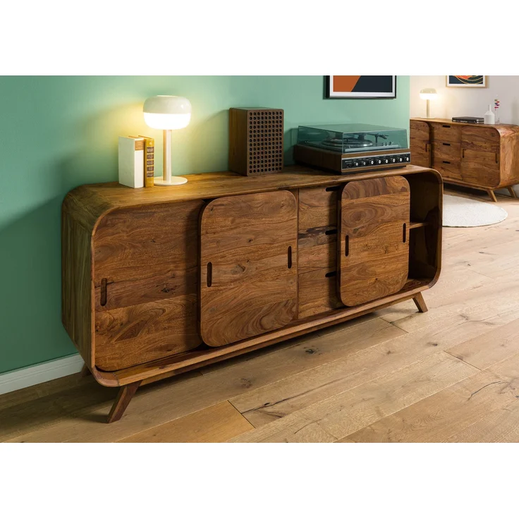 Sideboard Sheesham 173 x 40 x 75 hellbraun lackiert MAILAND #102 – Bild 3