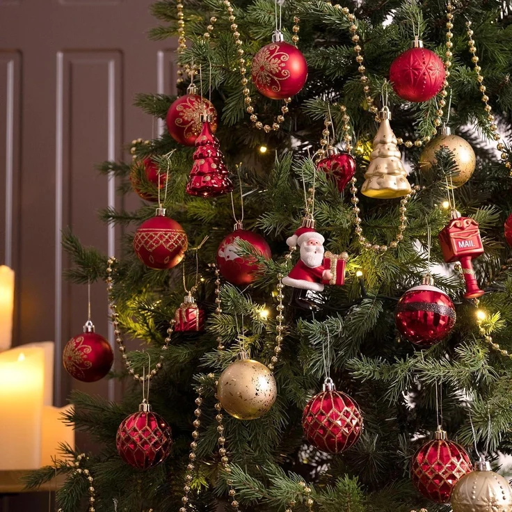 Valery Madelyn Weihnachtskugeln 40er Set Rot Gold Aufhänger – Bild 2