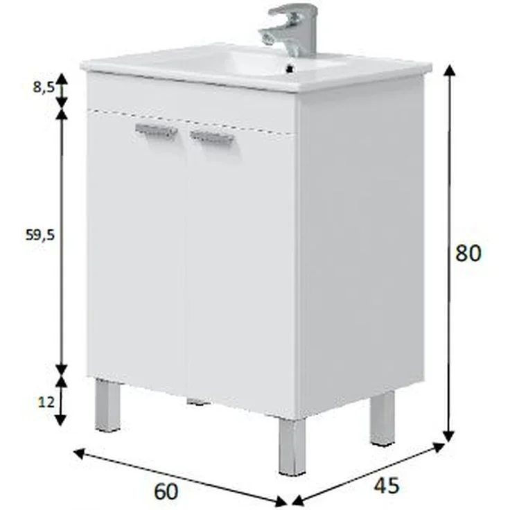 Waschtisch-Set >KIT< in Weiß glänzend - 60x80x45 (BxHxT) – Bild 4