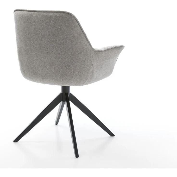 Drehstuhl Kaira-Flex Strukturstoff Soft Grau Kreuzgestell breit Schwarz 360° drehbar Wippfunktion – Bild 5