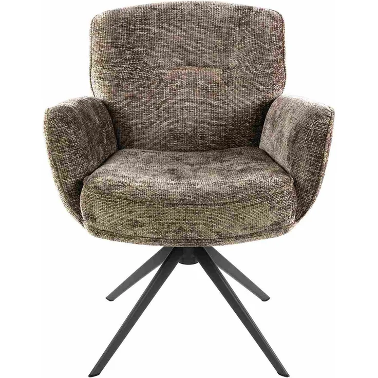 Armstuhl Azora 2er-Set mit Drehfunktion mit Chenille-Bezug, Taupe – Bild 3