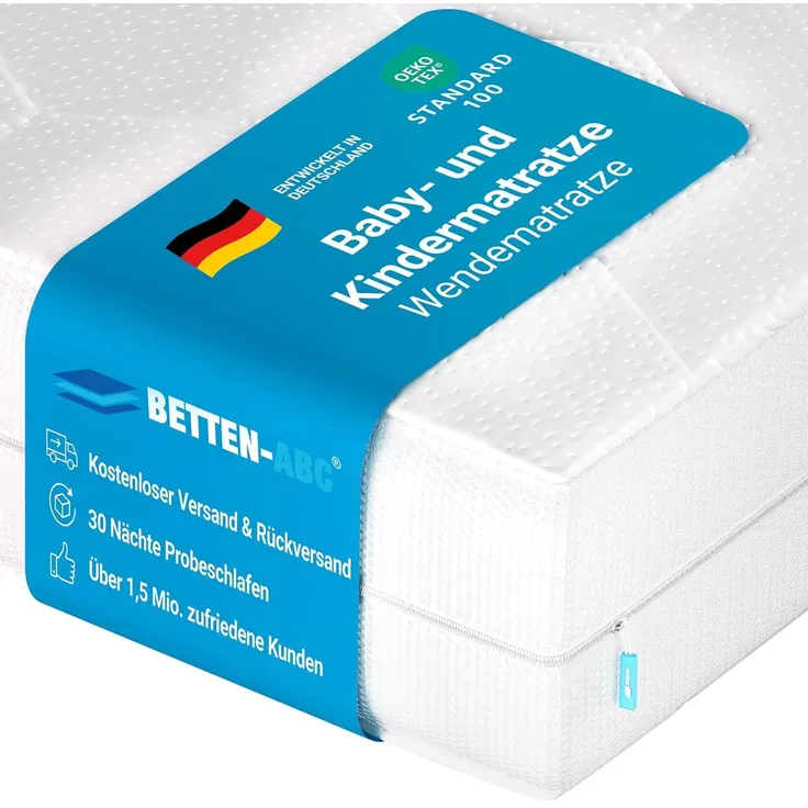 Betten-ABC Mini-Duo – Baby-/Kindermatratze mit Baby- und Kleinkindseite, Bezug waschbar, Größe: 60x120