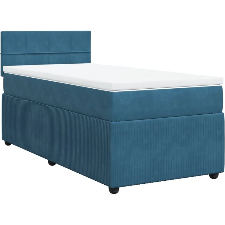 vidaXL Boxspringbett mit Matratze Blau 90x200 cm Samt 3287654 – Bild 2