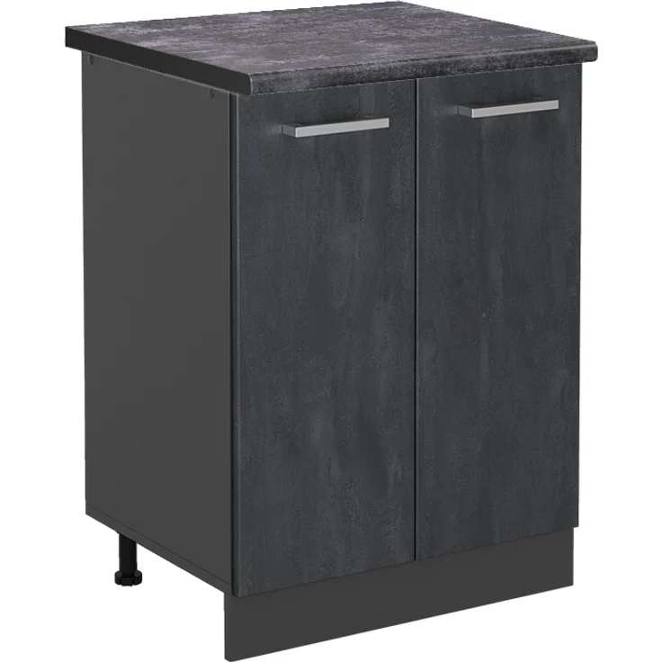 Küchenunterschrank R-Line Schwarz Beton 60 cm AP Anthrazit Vicco – Bild 1