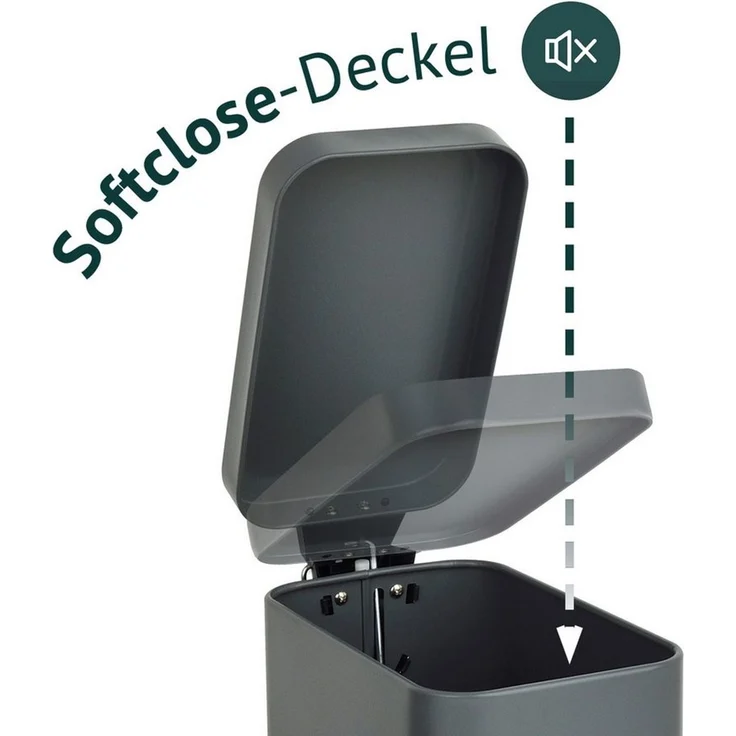 SVITA Mülleimer STM5, Treteimer, Kosmetikeimer, Softclose, 5L, Stahl pulverbeschichtet, Grau – Bild 3