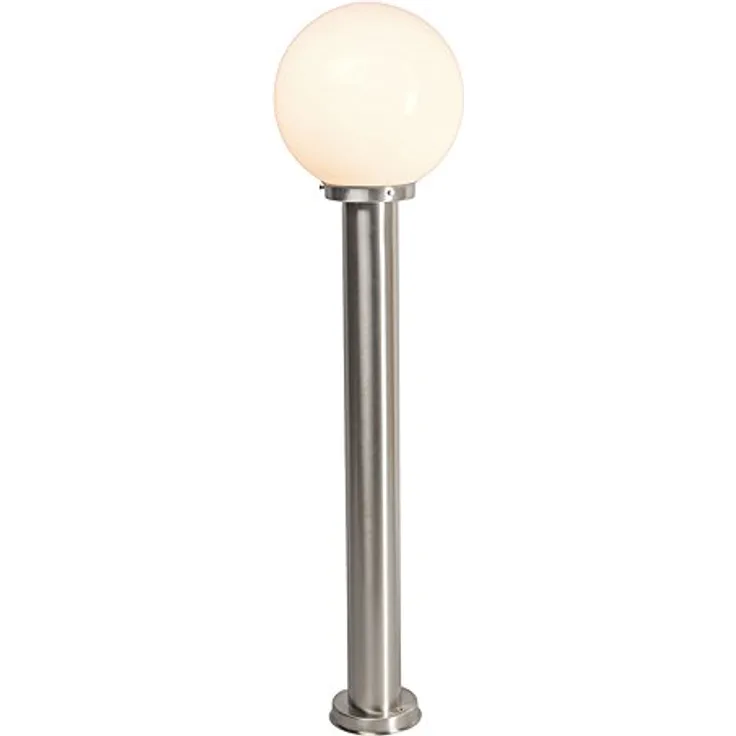 Qazqa Sfera Außenleuchte, moderne Wegeleuchte aus Edelstahl in nickel matt, 100 cm, E27 fassung, IP44, LED geeignet