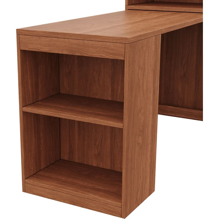Flieks Klapptisch 130 x 51 x 137 cm, 2-in-1 Schreibtisch und Bücherregal mit 4 Fächern und Rollen, Nussbaumoptik – Bild 9