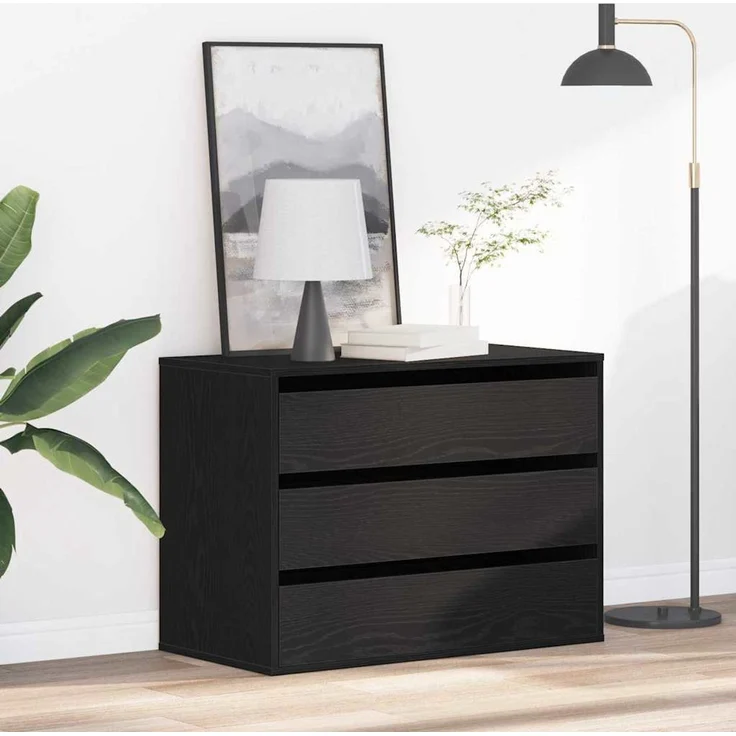 vidaXL Schubladenschrank Schwarz 80 x 41 x 58 cm Holzwerkstoff 868902 – Bild 1